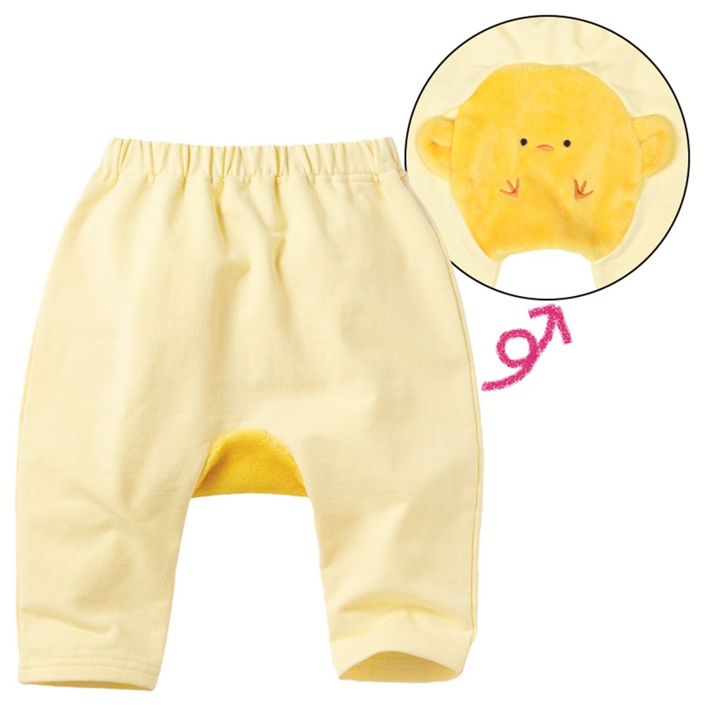 造型屁屁褲-刷毛動物-黃色