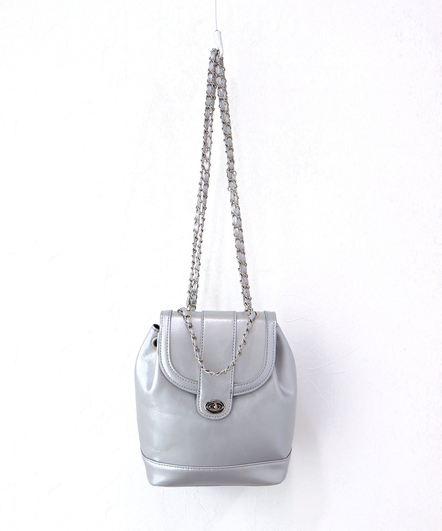 日本 BLUE EAST - 2WAY時尚金屬鍊後背小包-銀