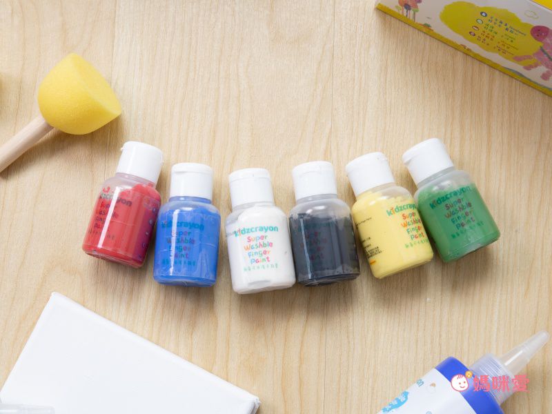 媽媽友 mamayo - 無毒手指膏6色組(附教學手冊)-一般色-紅黃白藍綠黑-50ml/色