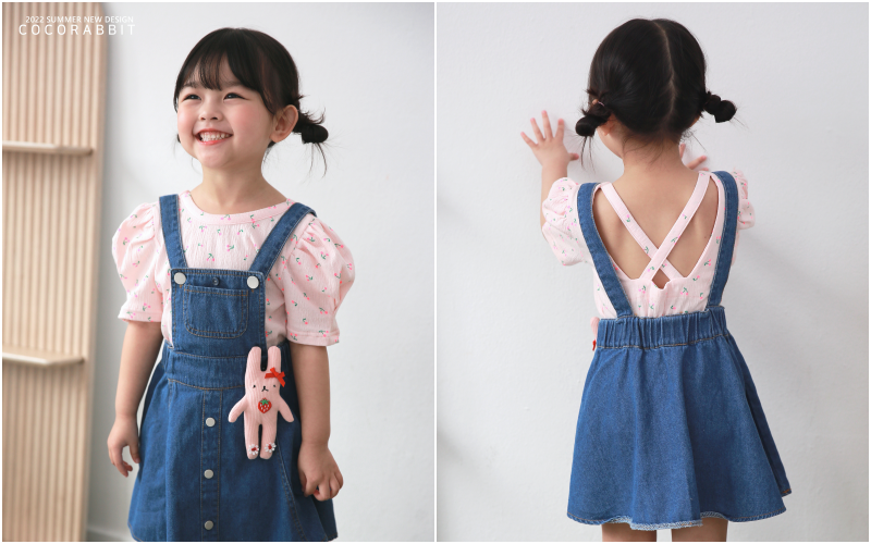 韓國 Coco rabbit - 小花朵交叉露背上衣-白