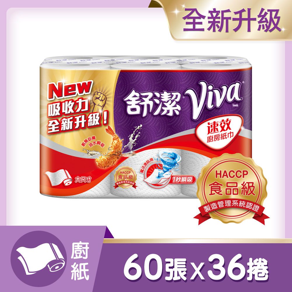 Kleenex 舒潔 - VIVA速效廚房紙巾-大尺寸  60張x6捲x6串/箱