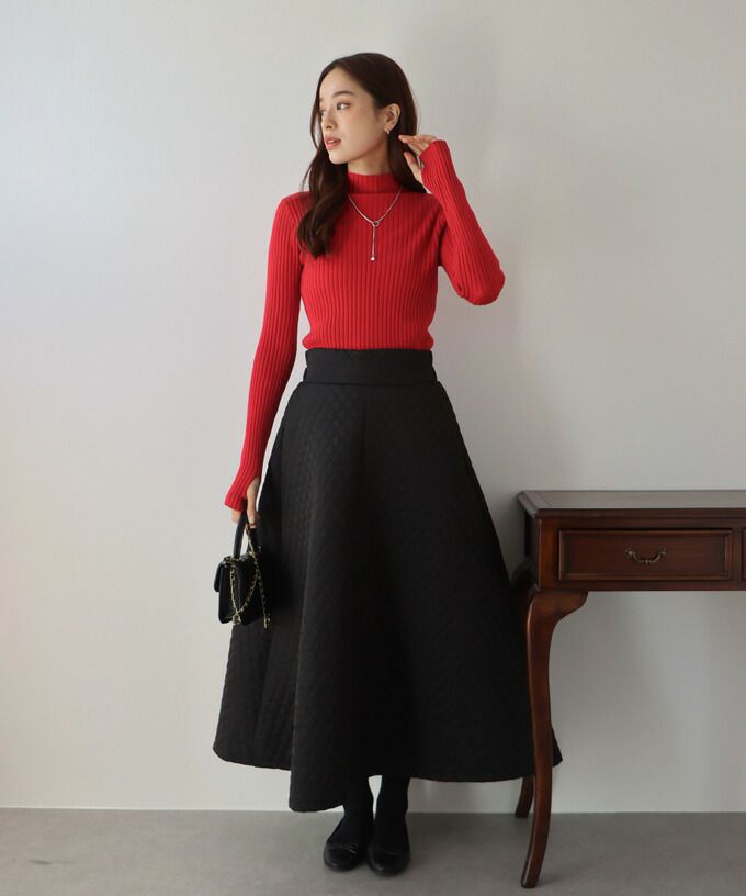 日本 BLUE EAST - 小立領坑條針織上衣-果實紅