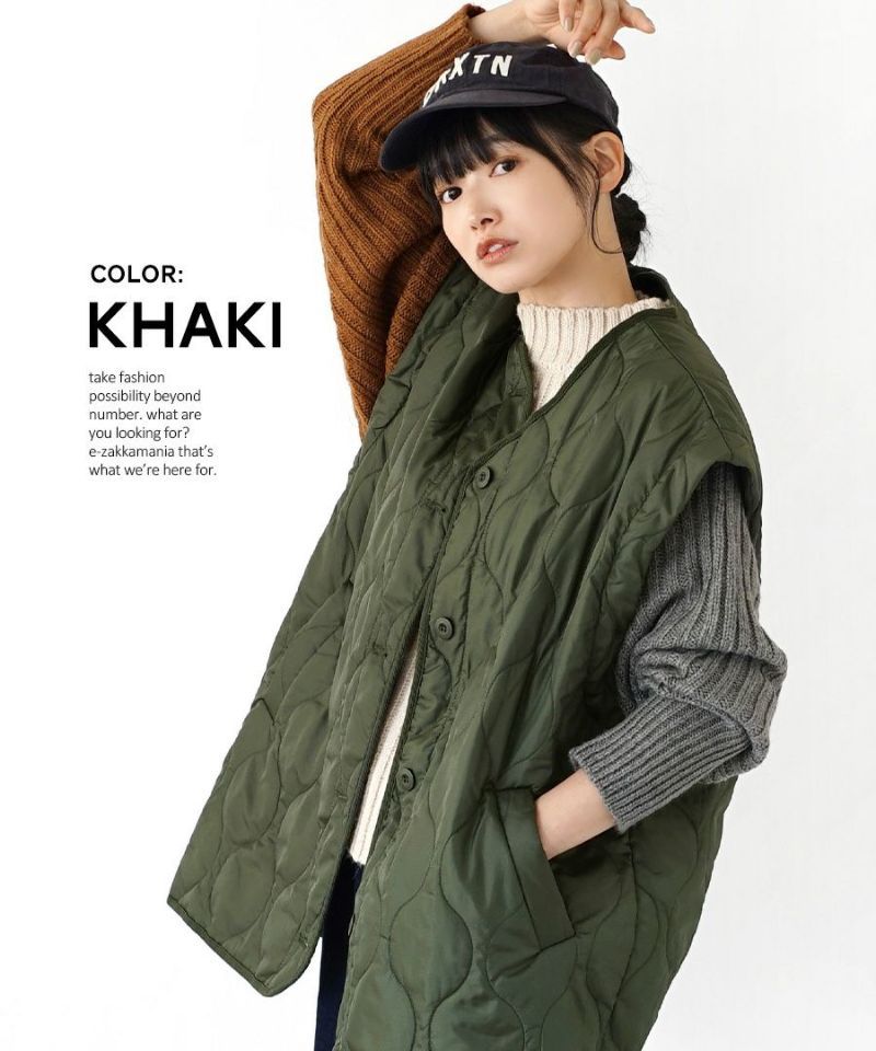 日本 zootie - 2WAY衍縫落肩鋪棉保暖外套/背心(袖可拆)-軍綠