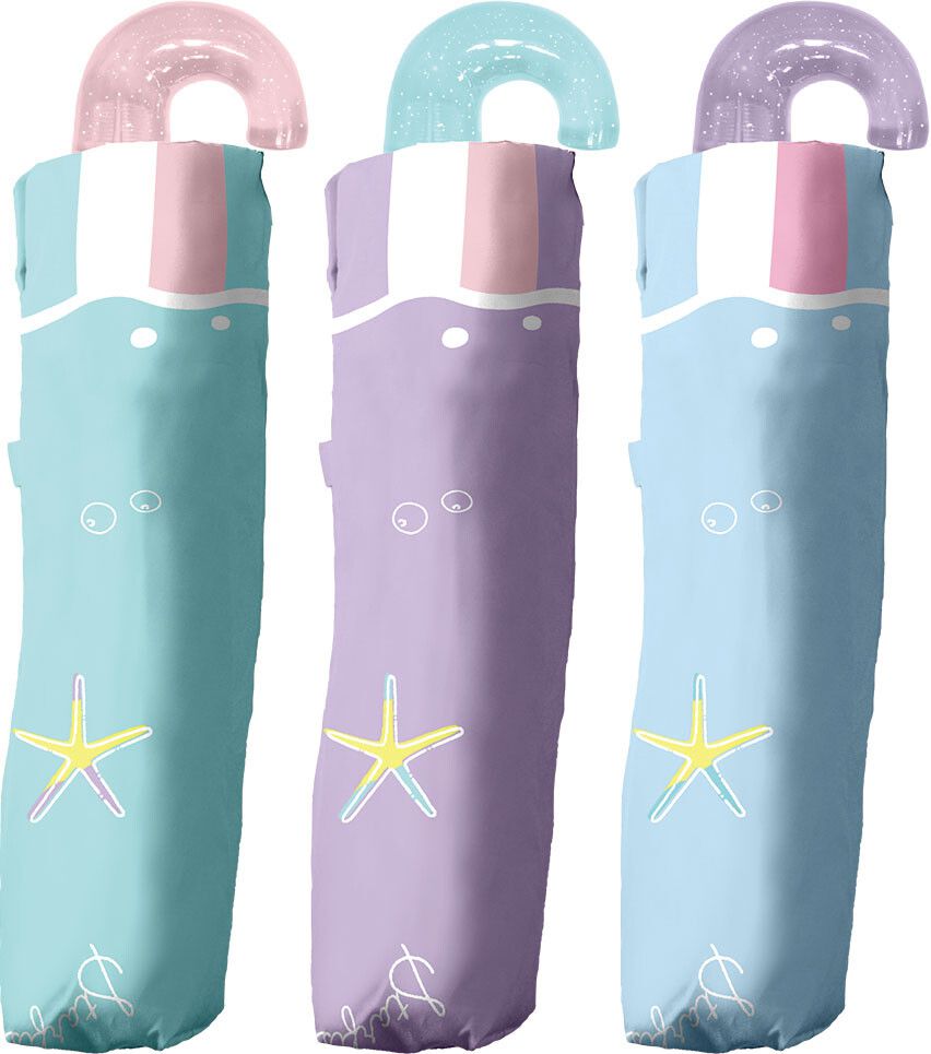 日本中谷 - 輕量透明窗兒童雨傘/折疊傘-海洋物語-紫 (50cm(身高115-125cm))