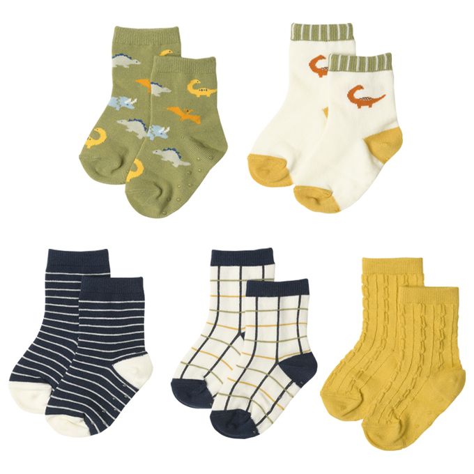 akachan honpo - 中筒襪5雙組-恐龍 (9~14cm)