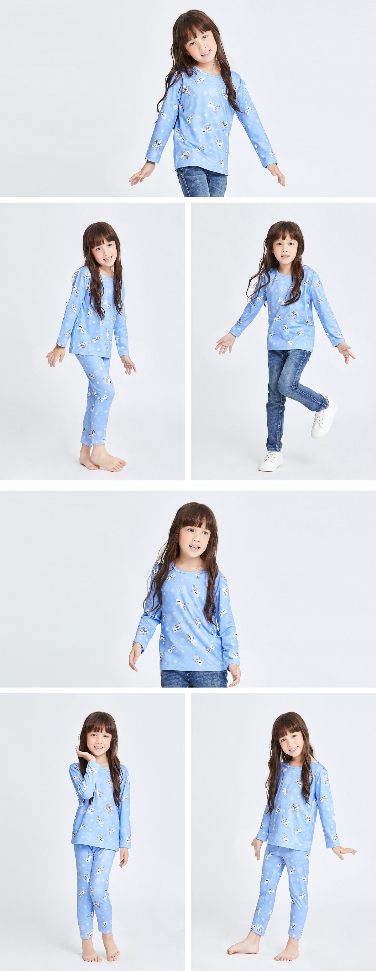 WIWI - 冰花雪寶溫灸刷毛圓領發熱衣-童-酷灰藍