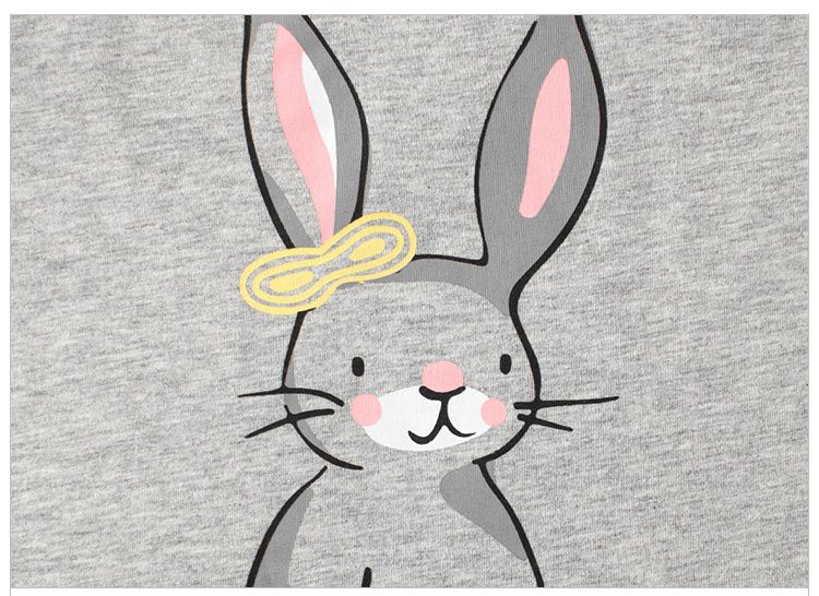 純棉短袖上衣-萌萌兔子-灰色