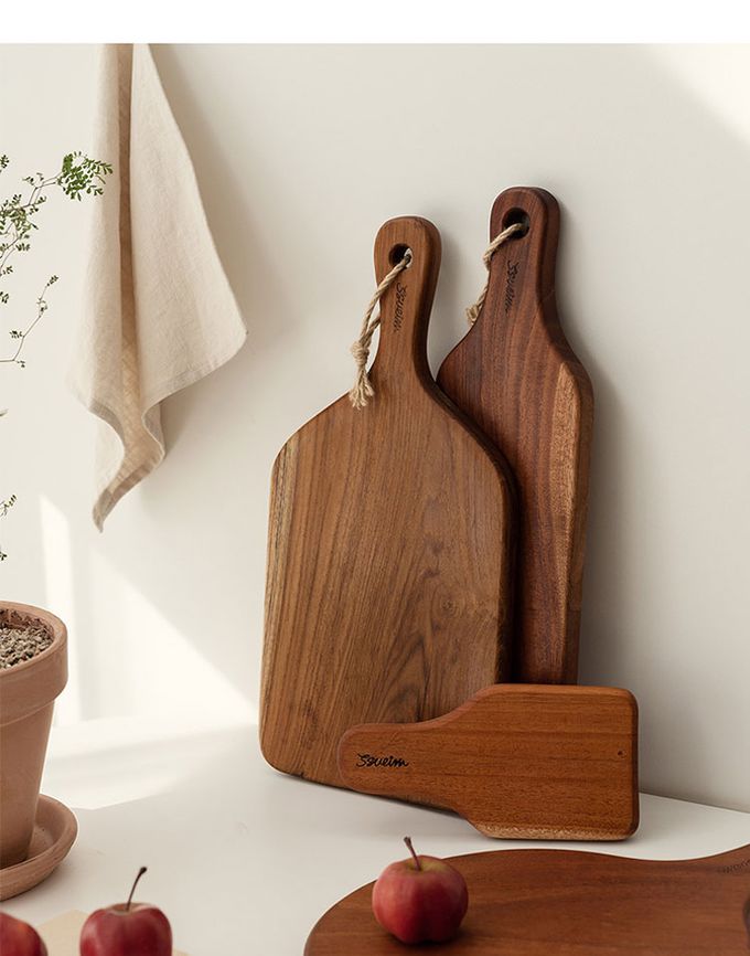 韓國 SSUEIM - 桃花心木製把手迷你砧板/托盤20x10-2件組