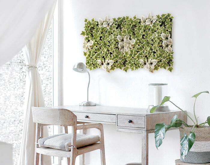 日本 KISHIMA - CT觸媒 消臭仿真植物牆面綠化片-拼貼式-淺綠 (35x32x3.5cm)