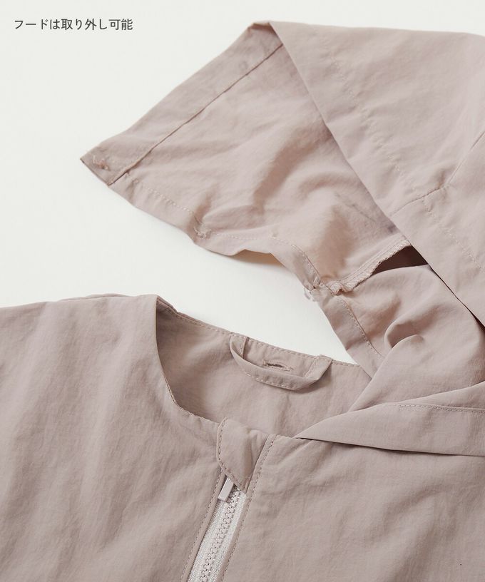 日本 devirock - 防潑水 層次荷葉輕量連帽風衣外套(帽可拆)-米白