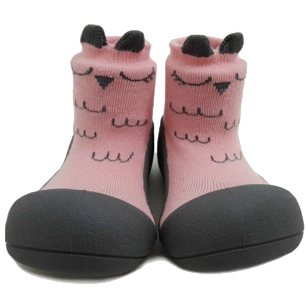 韓國 Attipas - 襪型學步鞋-粉色貓頭鷹