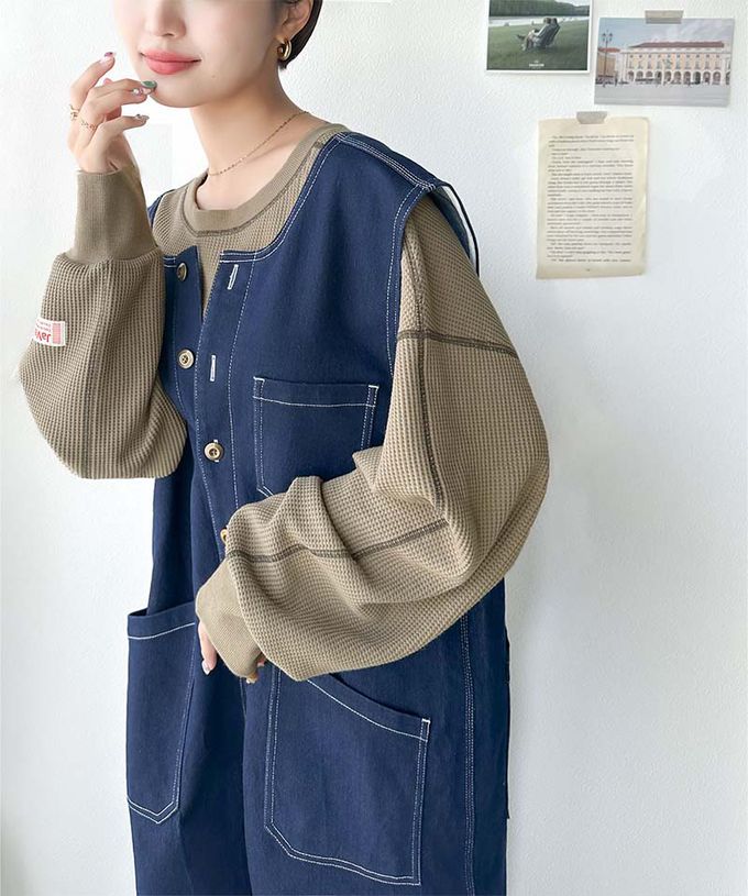 日本 Classical Elf - Java 華夫格車線薄長袖上衣-芥末黃