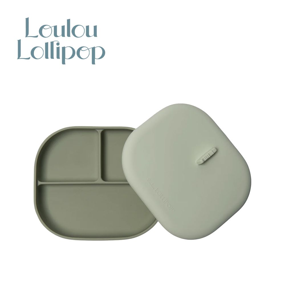 Loulou Lollipop - 加拿大 矽膠吸盤式餐盤盒-鼠尾草綠
