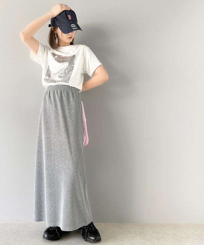 日本 Classical Elf - 時尚後開叉鬆緊銀蔥裙-黑