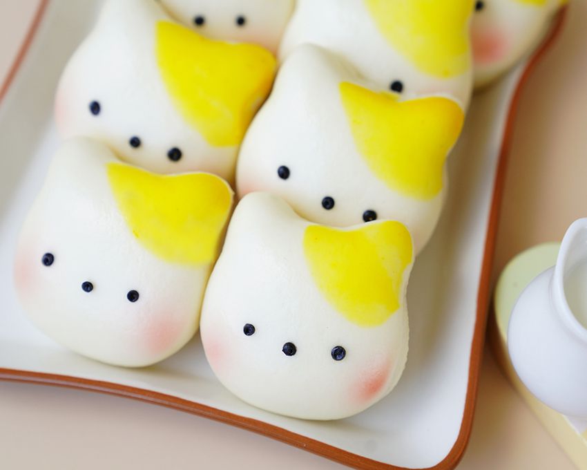 美姬饅頭 - 迷你貓咪無糖鮮乳造型饅頭 (12入)-20g