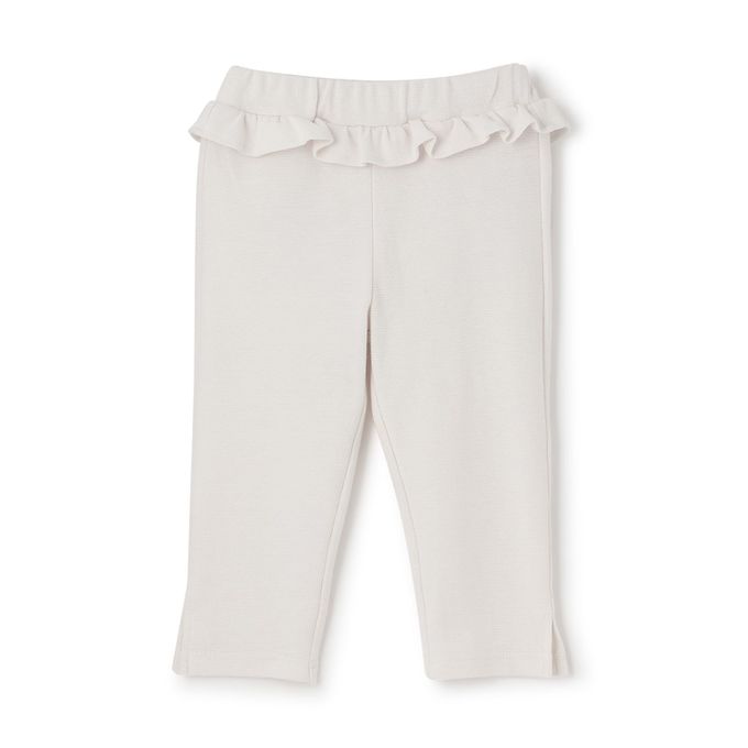 日本 Lycee mine - 腰間QQ荷葉百搭好動七分褲-格子x卡其