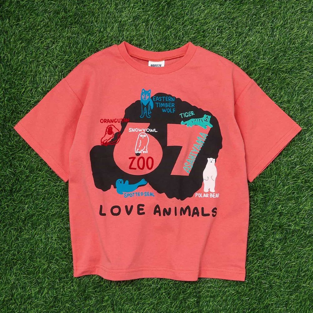 旭山動物園應援 純棉限量短袖上衣-橘紅