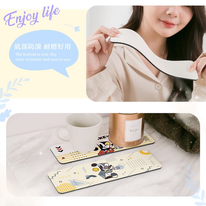 收納王妃 - 迪士尼 Disney 米奇特展【幾何米奇】珪藻土軟式吸水洗漱墊 吸水墊 杯墊 台灣製造24X8X0.5cm