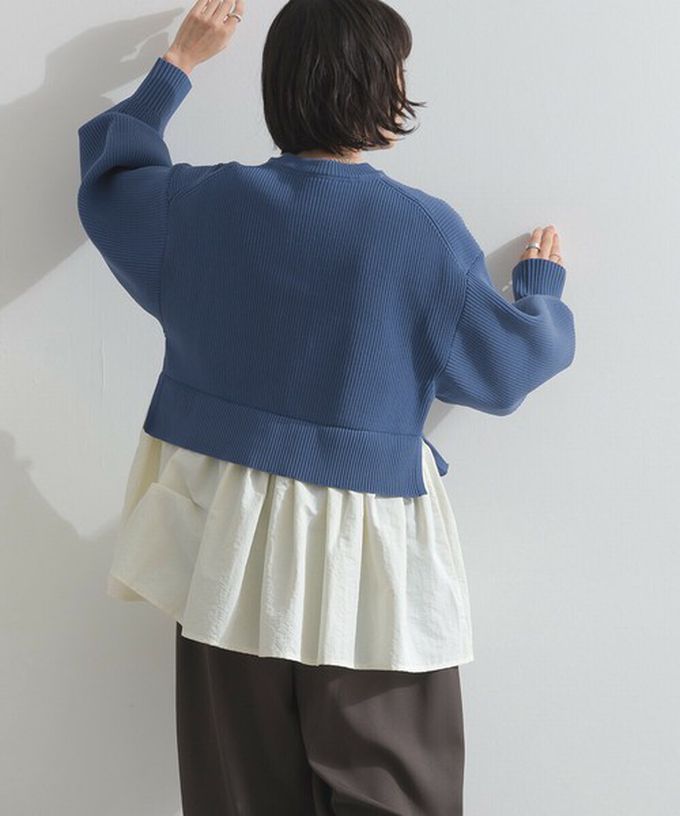 日本 ELENCARE DUE - 羅紋針織美型金扣層次長袖上衣-黑