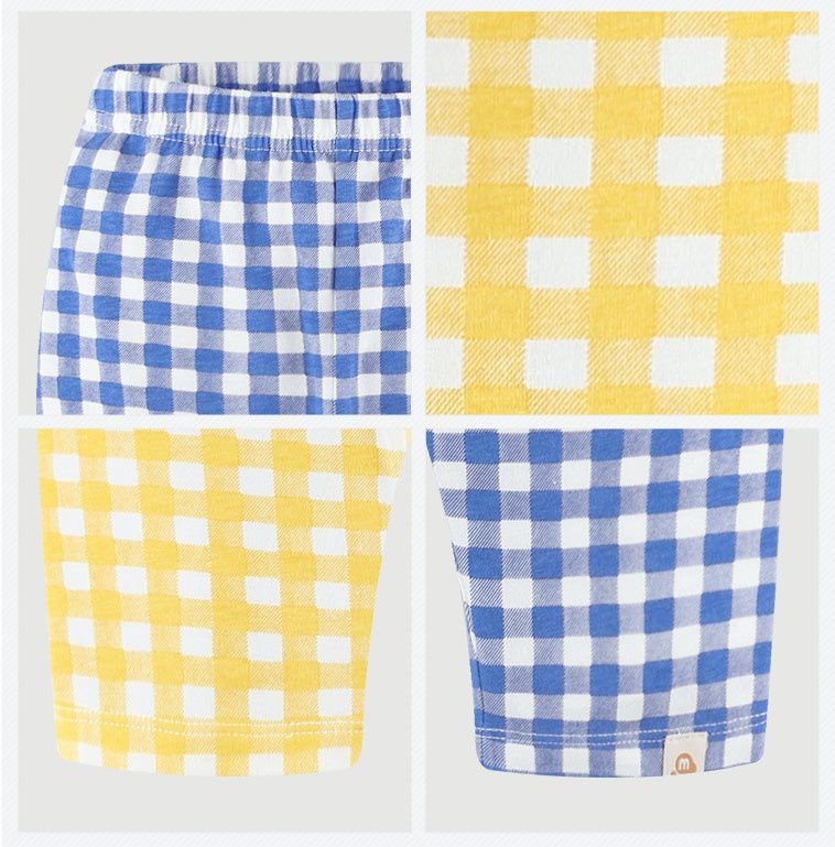 韓國 milk mile - 格子五分內搭褲-黃