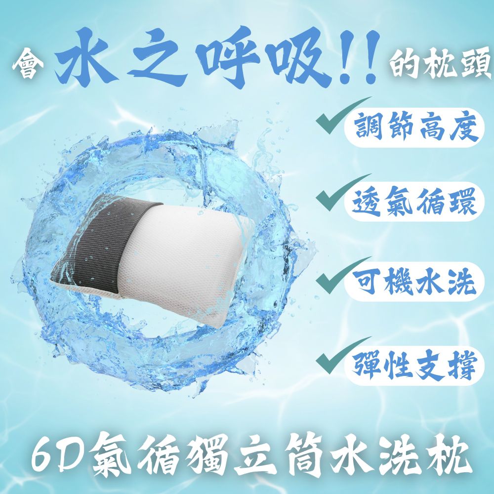 6D氣循獨立筒水洗枕