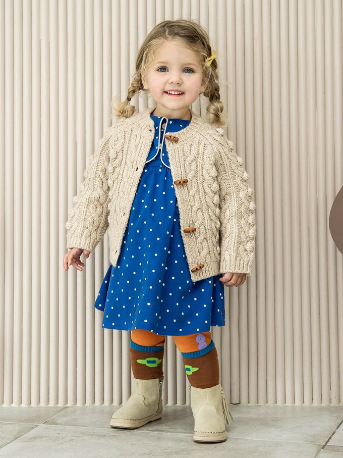 韓國 Pimpollo - 滿版圓點方形翻領連身洋裝-寶藍