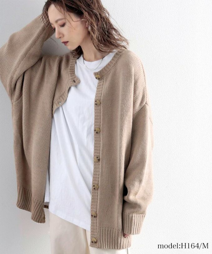 日本 Classical Elf - 雙面穿寬鬆針織鈕釦開襟衫-芥末黃