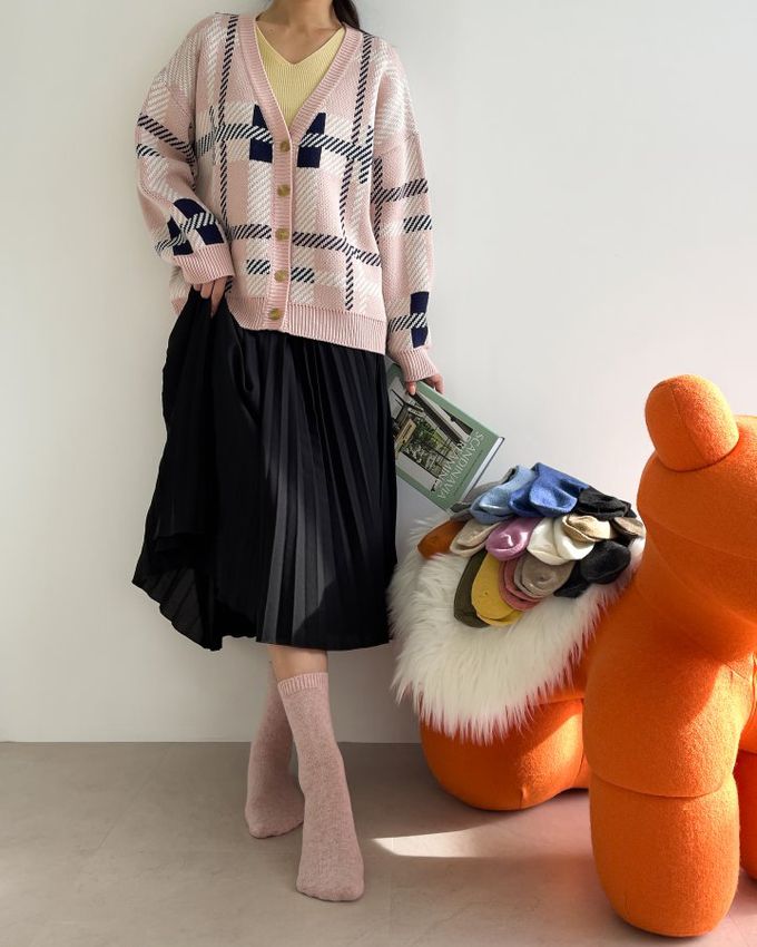 韓國Marian - 素面百搭羊毛保暖襪-焦糖色 (Free)