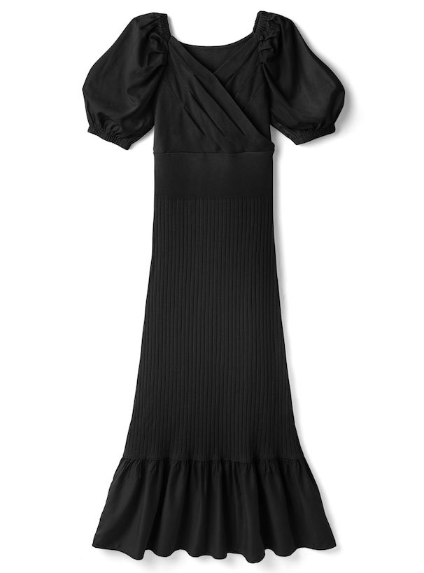 日本 GRL - 甜美桃心領泡泡短袖洋裝-淺卡其