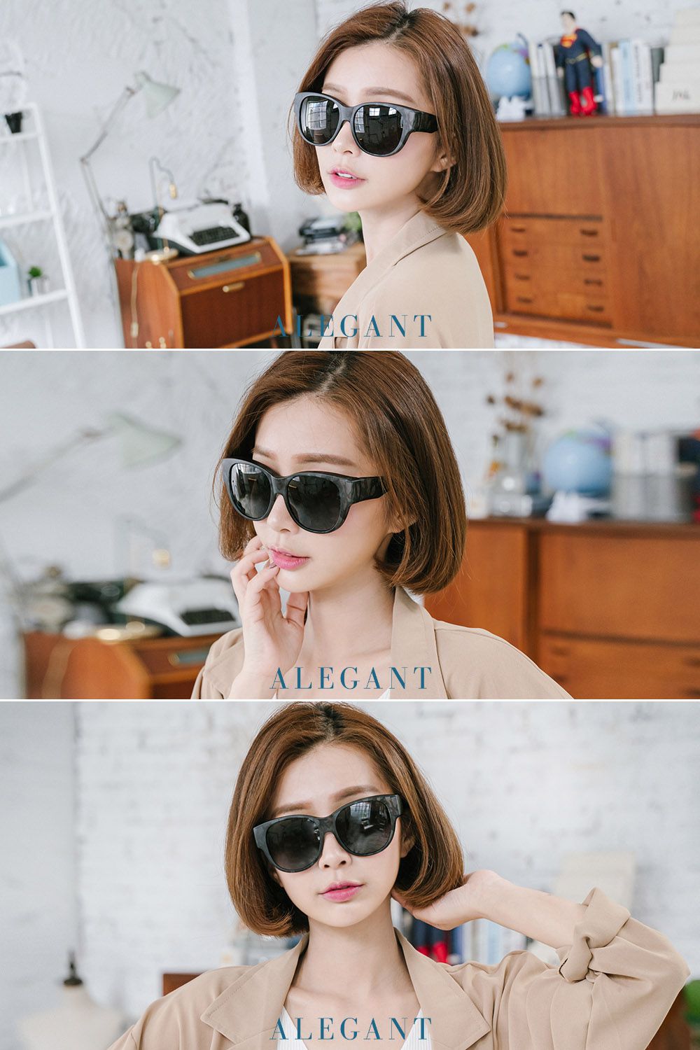 ALEGANT - 低調冰狼灰豹紋全罩式偏光墨鏡│外掛式UV400太陽眼鏡包覆套鏡│車用太陽眼鏡│近視可戴外掛寶麗來墨鏡