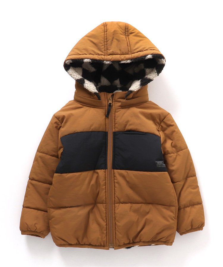 日本 BREEZE - [雙面穿]絨毛鋪棉繽紛保暖外套-黑系&迷彩