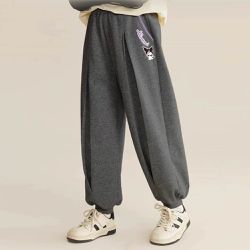 人氣卡通 - 百搭打褶休閒長褲-卡通人物酷洛米-深灰色