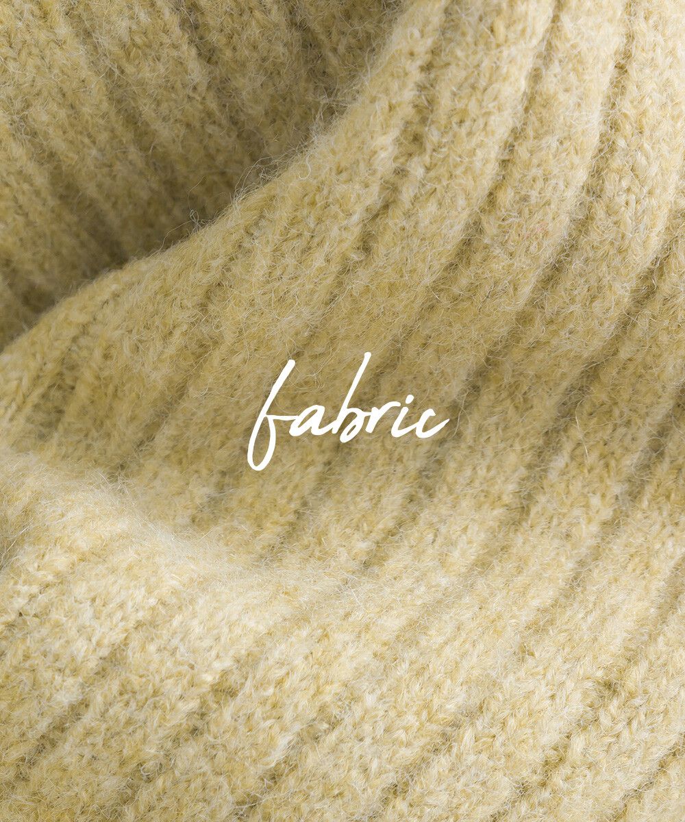 日本女裝代購 - 大寬袖圓領混色針織上衣-米黃