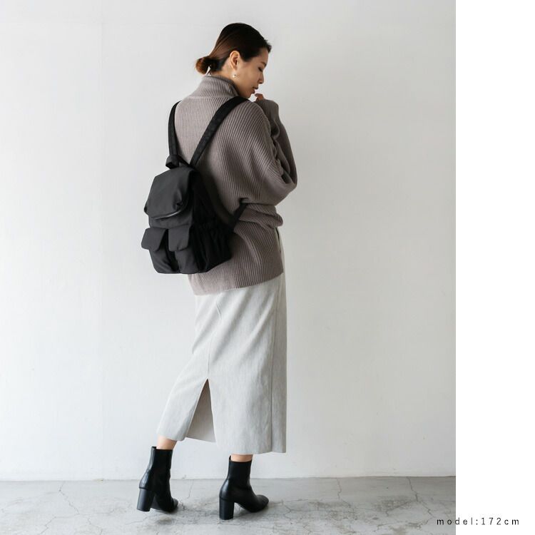 日本代購 - 尼龍輕量 10口袋多功能後背包/媽媽包-黑灰迷彩 (32x29x12cm)