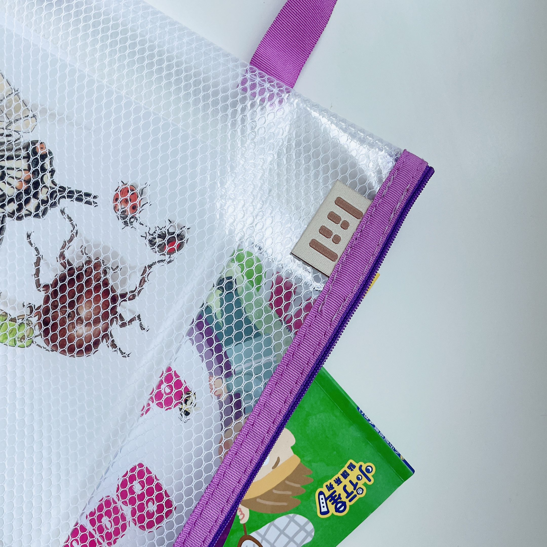 理理 liil - 六角網格提把功課袋-草莓粉 (高34*寬25/提把長10cm)