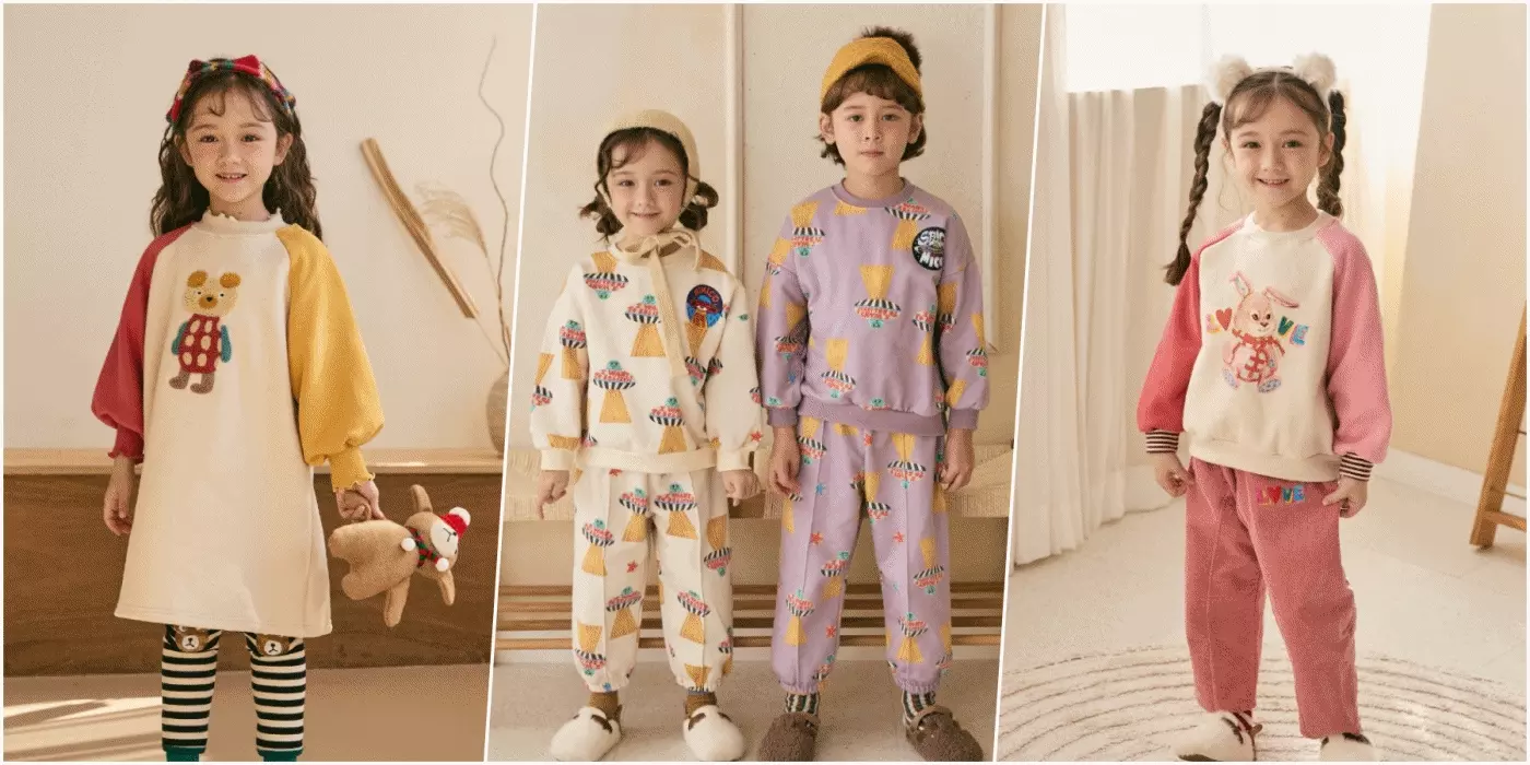 韓國 Mimico - (內磨毛)鬆緊腰彈力內搭褲-條紋棕熊-黑X白