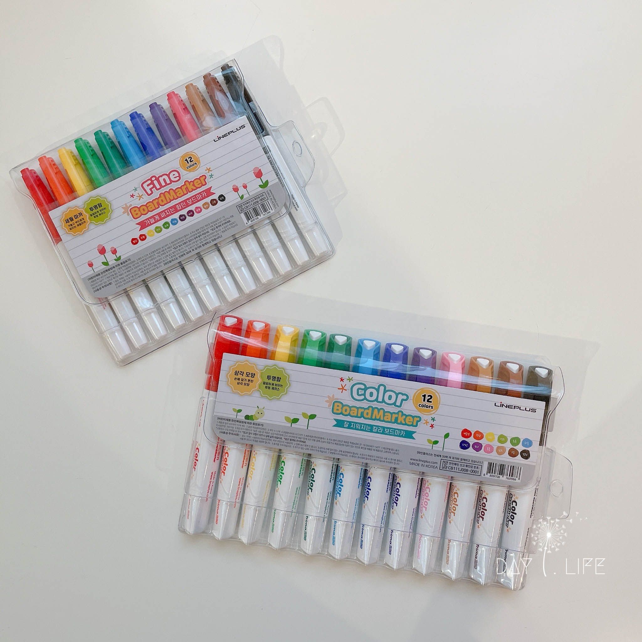 韓國LiNEPLUS - 韓國好寫無異味工學握把安全12色白板筆-細(圓形筆桿) (139mm X Ø12.70)