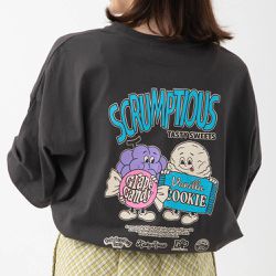 日本 gleam - 美式復古糖果印花寬大風短袖T恤-炭灰