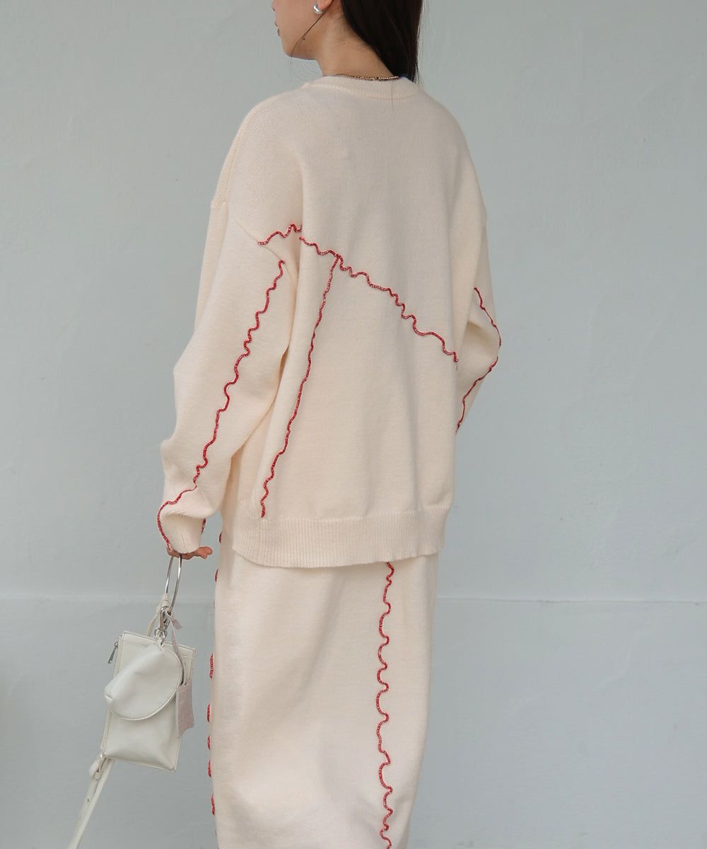 日本 Bab - 不規則撞色滾邊長袖上衣-黑x綠