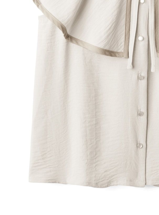 日本 GRL - 氣質大領撞色滾邊無袖上衣-白