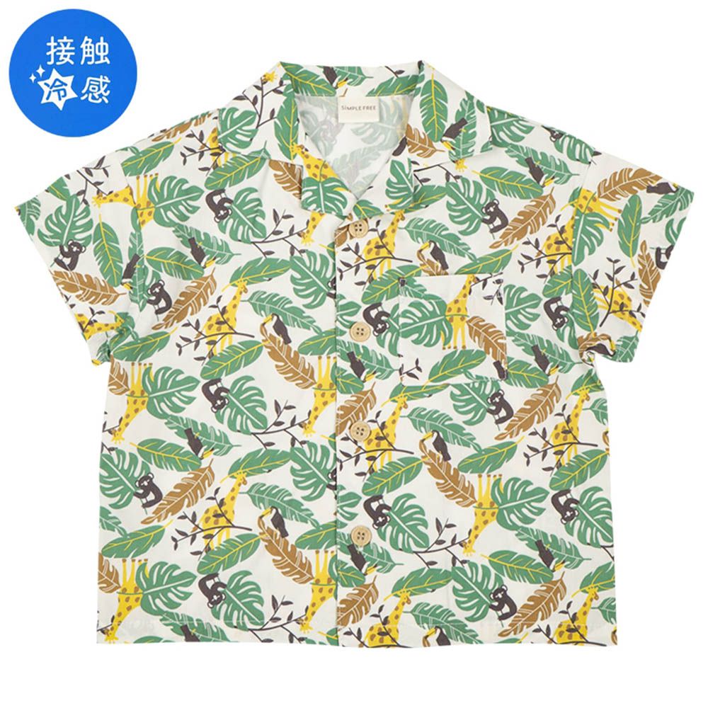 涼感開襟襯衫-軍綠色