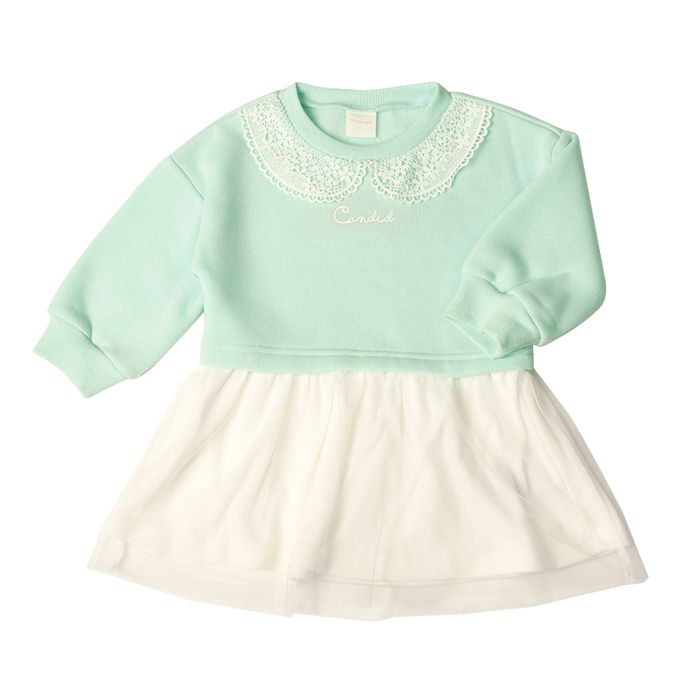 akachan honpo - 假兩件洋裝-淺綠色