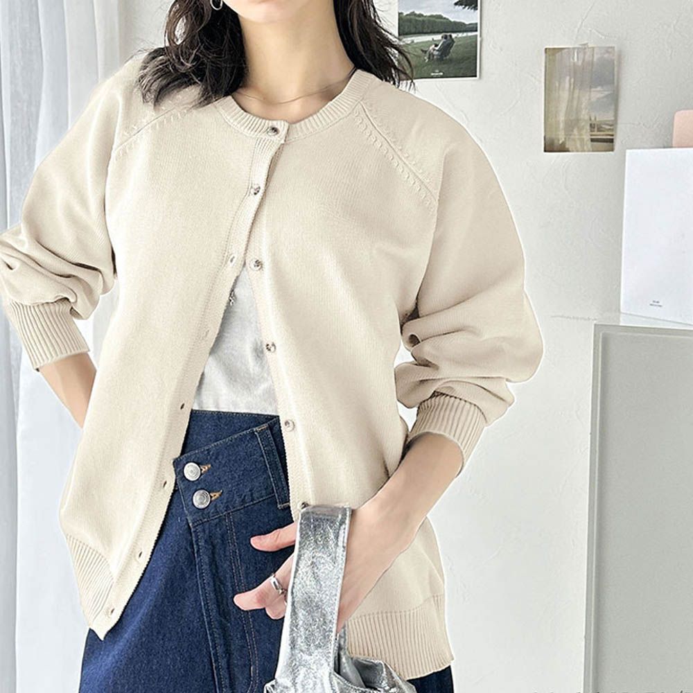 [必收款] 2WAY輕量百搭薄針織外套-米杏