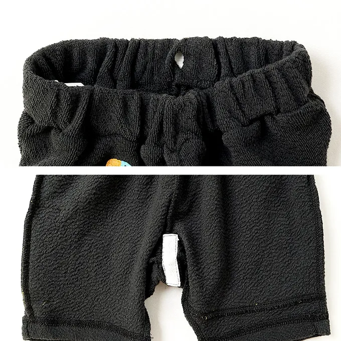 日本 ZOOLAND - 緹花針織立體圖案可愛短褲-幫鱷魚刷牙-黑