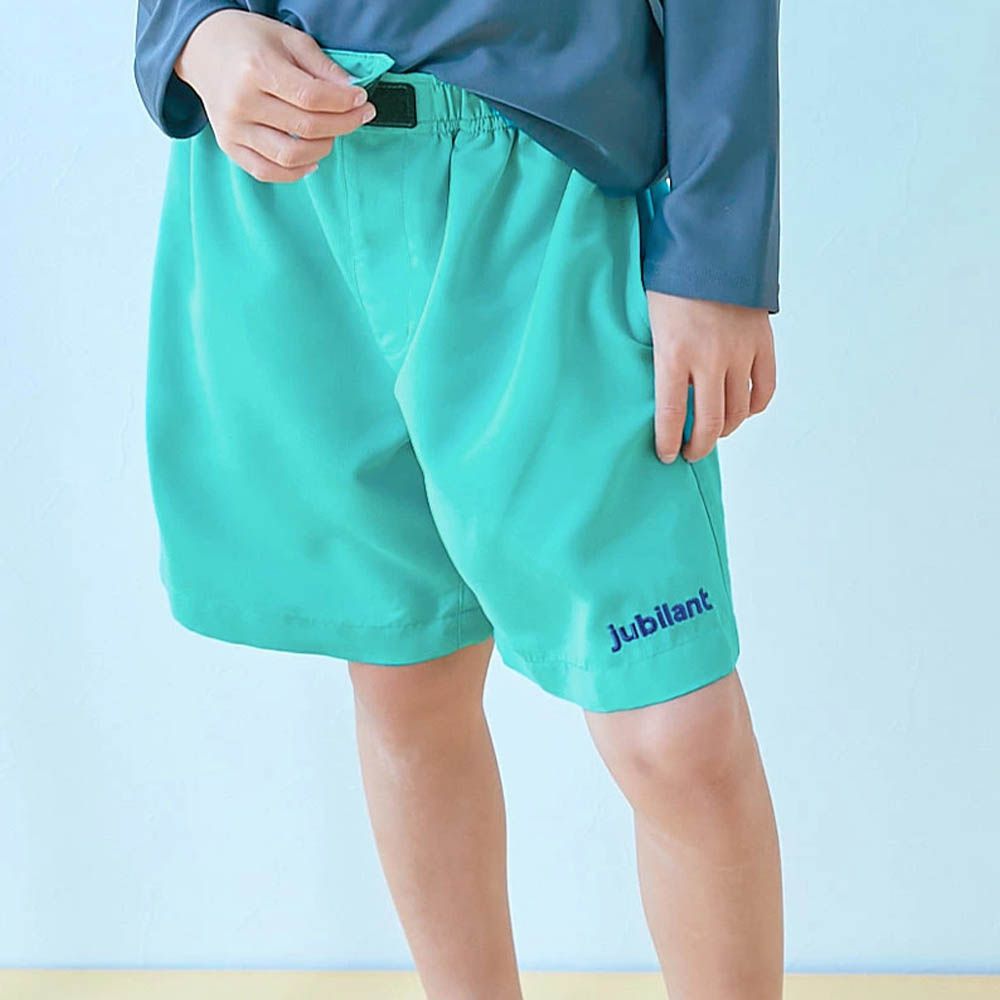 抗UV 水陸兩穿舒適鬆緊短褲-（腰圍可調整）-湖水綠