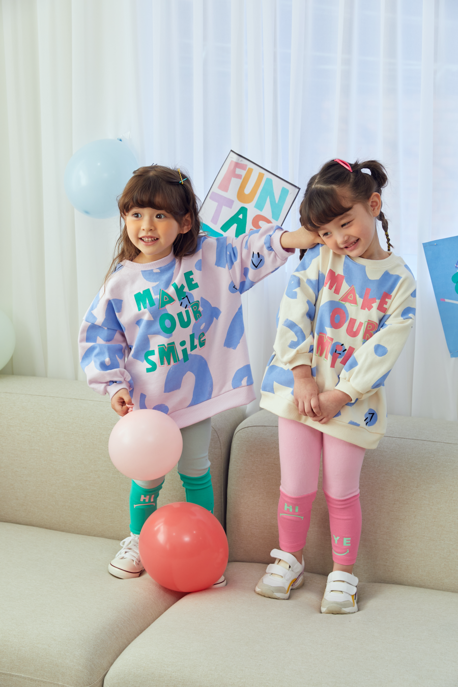 韓國 MINIATURE - MAKE OUR SMILE 長版T-米黃