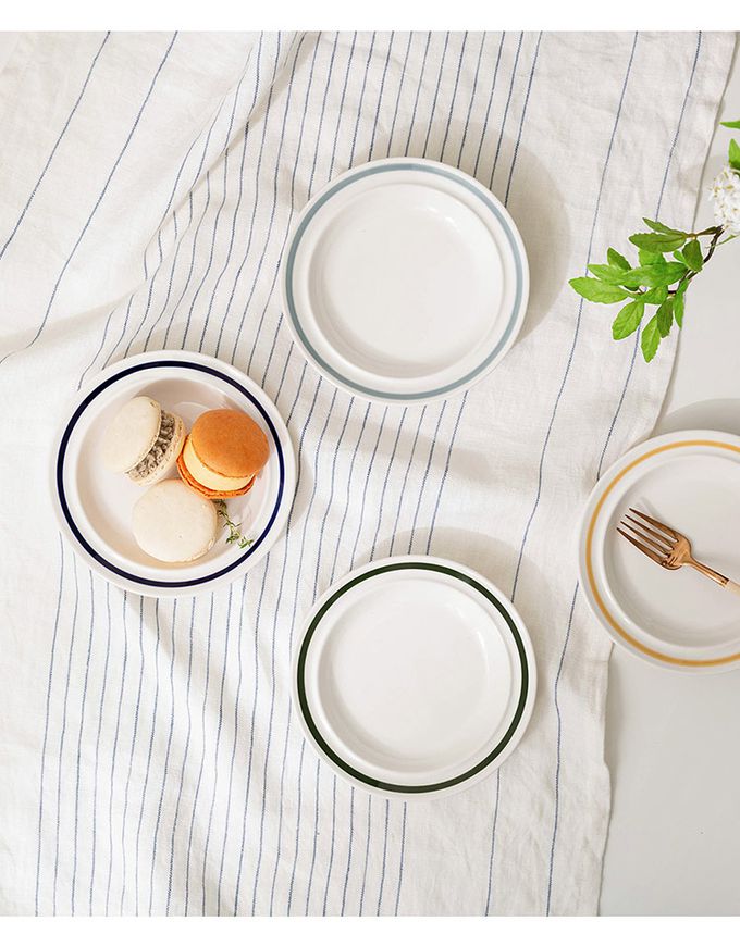 韓國 SSUEIM - RETRO系列極簡ins陶瓷淺盤2件組15cm (深藍)