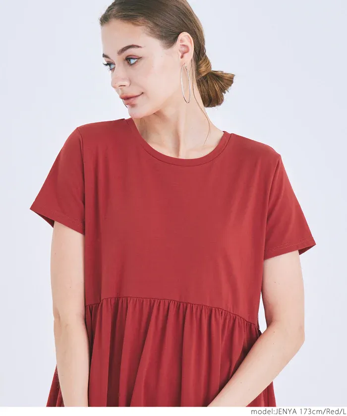 日本 COCA - 簡約百搭短袖收腰洋裝-白