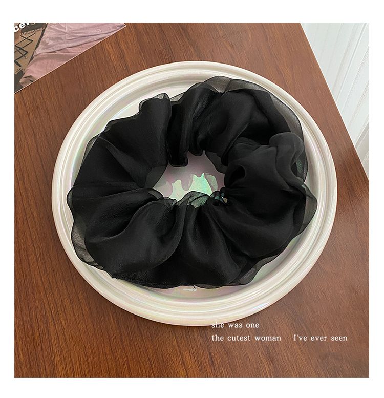 森林系雙層網紗大腸圈/髮圈-咖啡色