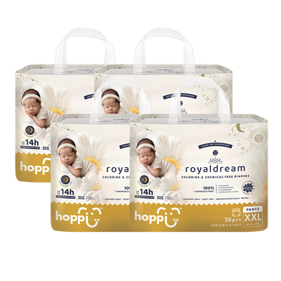 Hoppi - royaldream 皇家系列嬰兒尿布－褲型(XXL)－28片－4袋